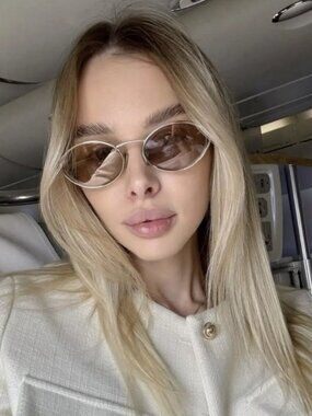 Miu Miu Women Sunglasses LOGO Pale Gold Yellow Oval MU52YS ZVN10R NEW AUTHENTIC